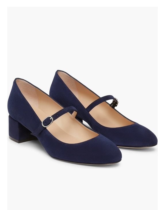 Stuart Weitzman Shoes - Stuart Weitzman Gabby Navy Blue Mary Jane Block Heel Pumps